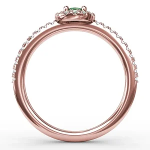 Online Fana Classic Halo Emerald and Diamond Ring
