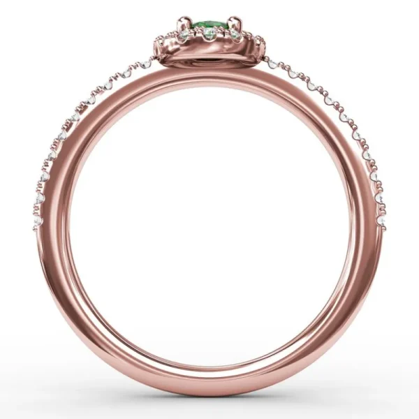 Online Fana Classic Halo Emerald and Diamond Ring