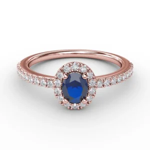 Discount Fana Classic Halo Sapphire and Diamond Ring