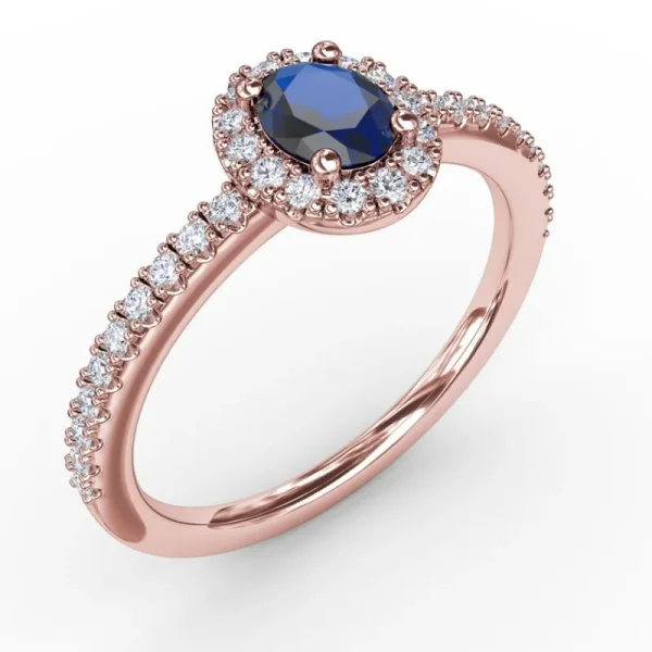 Discount Fana Classic Halo Sapphire and Diamond Ring