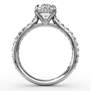 Sale Fana Classic Oval Diamond Solitaire Engagement Ring With Hidden Pavé Halo