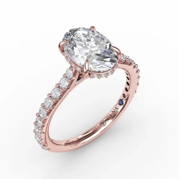 Sale Fana Classic Oval Diamond Solitaire Engagement Ring With Hidden Pavé Halo