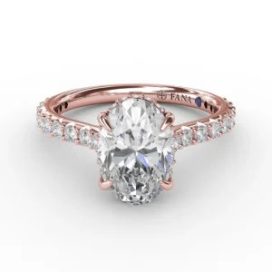Sale Fana Classic Oval Diamond Solitaire Engagement Ring With Hidden Pavé Halo