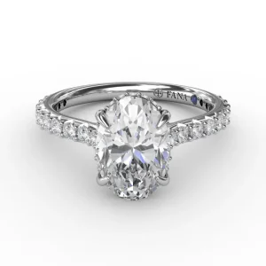 Sale Fana Classic Oval Diamond Solitaire Engagement Ring With Hidden Pavé Halo