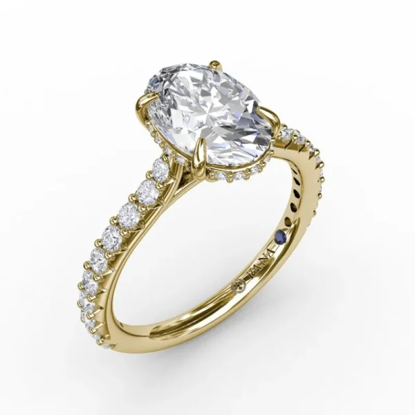 Sale Fana Classic Oval Diamond Solitaire Engagement Ring With Hidden Pavé Halo