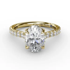 Sale Fana Classic Oval Diamond Solitaire Engagement Ring With Hidden Pavé Halo