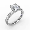 Outlet Fana Classic Round Diamond Solitaire Engagement Ring With Baguette Diamond Shank