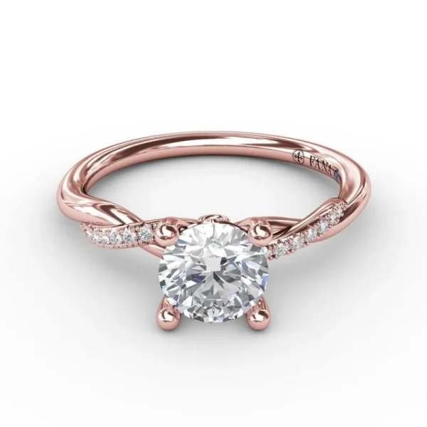 Fashion Fana Classic Round Diamond Solitaire Engagement Ring With Twisted Shank