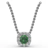 Hot Fana Classic Round Emerald and Diamond Pendant