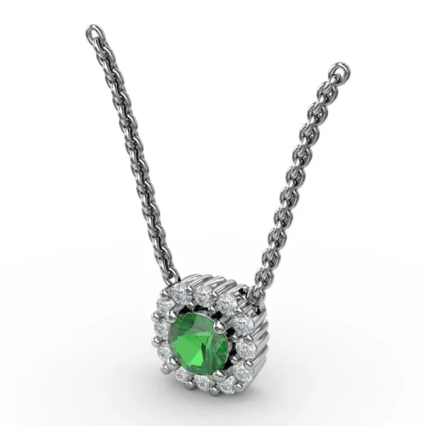 Hot Fana Classic Round Emerald and Diamond Pendant