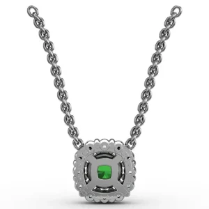 Hot Fana Classic Round Emerald and Diamond Pendant