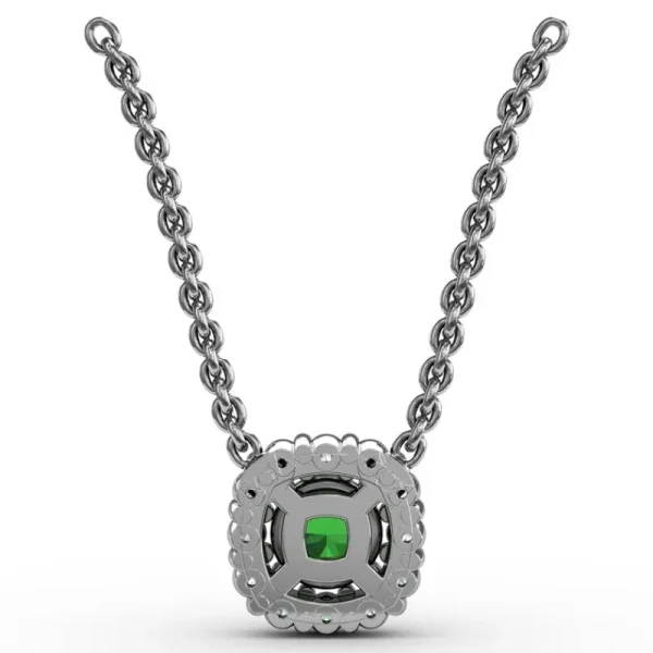 Hot Fana Classic Round Emerald and Diamond Pendant