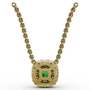 Hot Fana Classic Round Emerald and Diamond Pendant