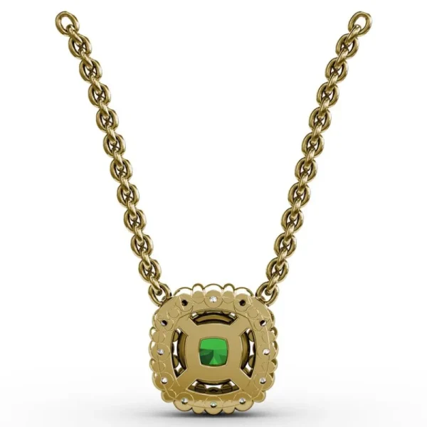 Hot Fana Classic Round Emerald and Diamond Pendant