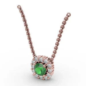 Hot Fana Classic Round Emerald and Diamond Pendant