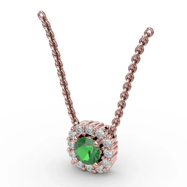 Hot Fana Classic Round Emerald and Diamond Pendant