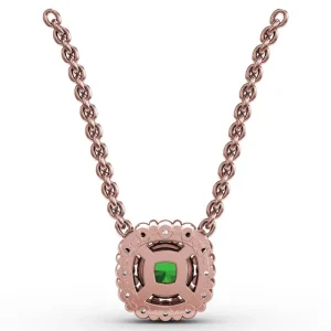 Hot Fana Classic Round Emerald and Diamond Pendant
