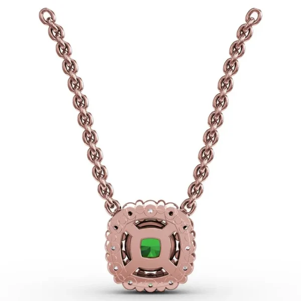 Hot Fana Classic Round Emerald and Diamond Pendant