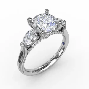 Discount Fana Classic Three-Stone Engagement Ring With Pear-Shape Side Diamonds