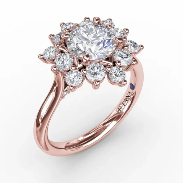 Outlet Fana Contemporary Floral Halo Diamond Engagement Ring