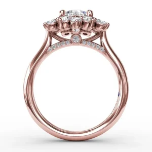 Outlet Fana Contemporary Floral Halo Diamond Engagement Ring