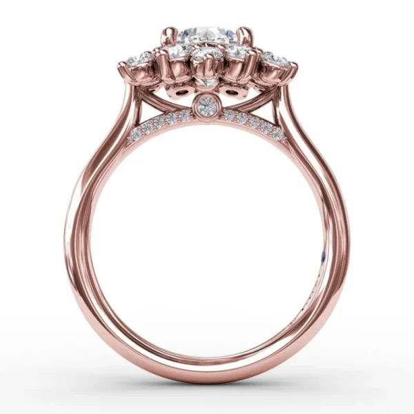 Outlet Fana Contemporary Floral Halo Diamond Engagement Ring