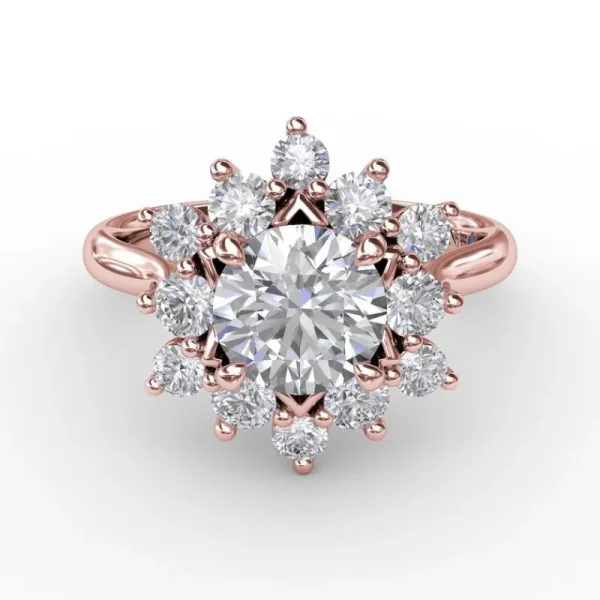 Outlet Fana Contemporary Floral Halo Diamond Engagement Ring