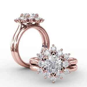 Outlet Fana Contemporary Floral Halo Diamond Engagement Ring