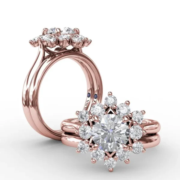 Outlet Fana Contemporary Floral Halo Diamond Engagement Ring