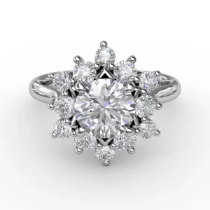 Outlet Fana Contemporary Floral Halo Diamond Engagement Ring