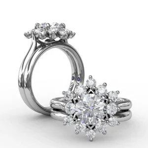 Outlet Fana Contemporary Floral Halo Diamond Engagement Ring