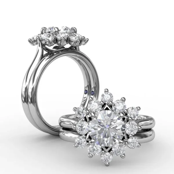 Outlet Fana Contemporary Floral Halo Diamond Engagement Ring