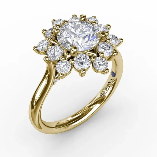 Outlet Fana Contemporary Floral Halo Diamond Engagement Ring