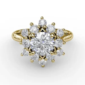 Outlet Fana Contemporary Floral Halo Diamond Engagement Ring