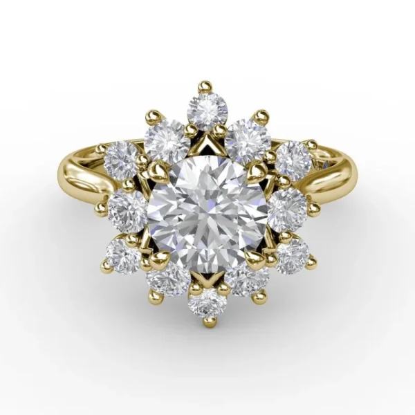 Outlet Fana Contemporary Floral Halo Diamond Engagement Ring