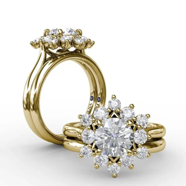 Outlet Fana Contemporary Floral Halo Diamond Engagement Ring