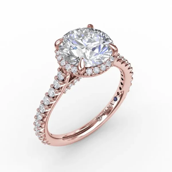 Online Fana Contemporary Round Diamond Halo Engagement Ring With Geometric Details