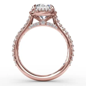 Online Fana Contemporary Round Diamond Halo Engagement Ring With Geometric Details