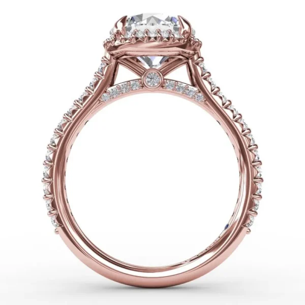 Online Fana Contemporary Round Diamond Halo Engagement Ring With Geometric Details