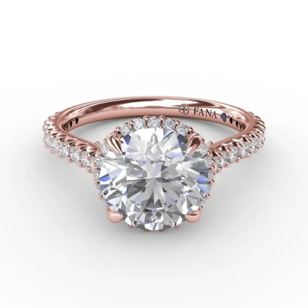 Online Fana Contemporary Round Diamond Halo Engagement Ring With Geometric Details