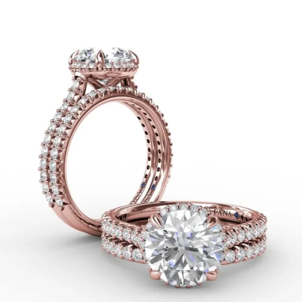 Online Fana Contemporary Round Diamond Halo Engagement Ring With Geometric Details