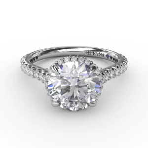 Online Fana Contemporary Round Diamond Halo Engagement Ring With Geometric Details