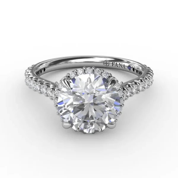 Online Fana Contemporary Round Diamond Halo Engagement Ring With Geometric Details