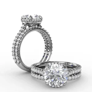 Online Fana Contemporary Round Diamond Halo Engagement Ring With Geometric Details