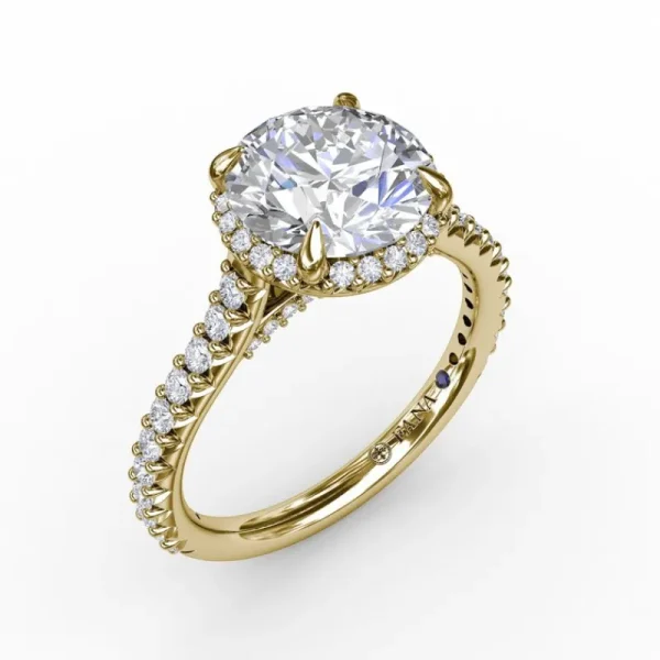 Online Fana Contemporary Round Diamond Halo Engagement Ring With Geometric Details