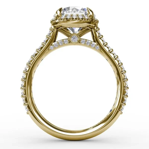 Online Fana Contemporary Round Diamond Halo Engagement Ring With Geometric Details