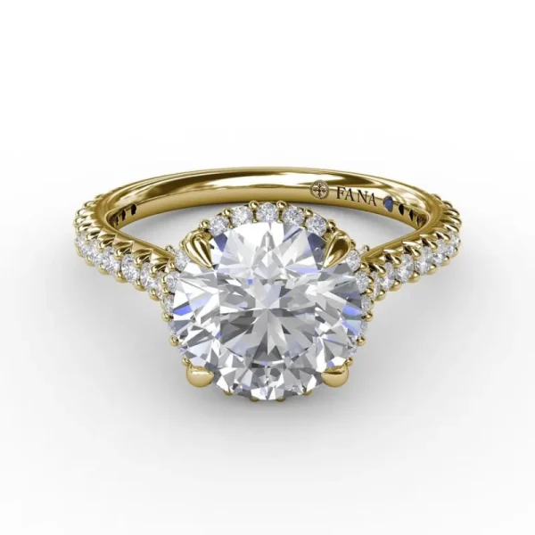 Online Fana Contemporary Round Diamond Halo Engagement Ring With Geometric Details