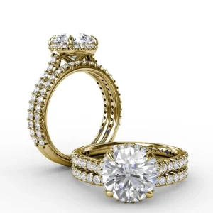 Online Fana Contemporary Round Diamond Halo Engagement Ring With Geometric Details
