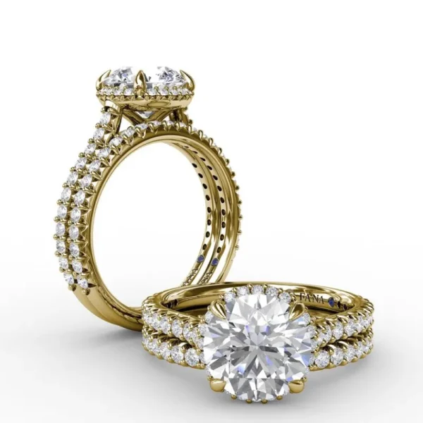 Online Fana Contemporary Round Diamond Halo Engagement Ring With Geometric Details