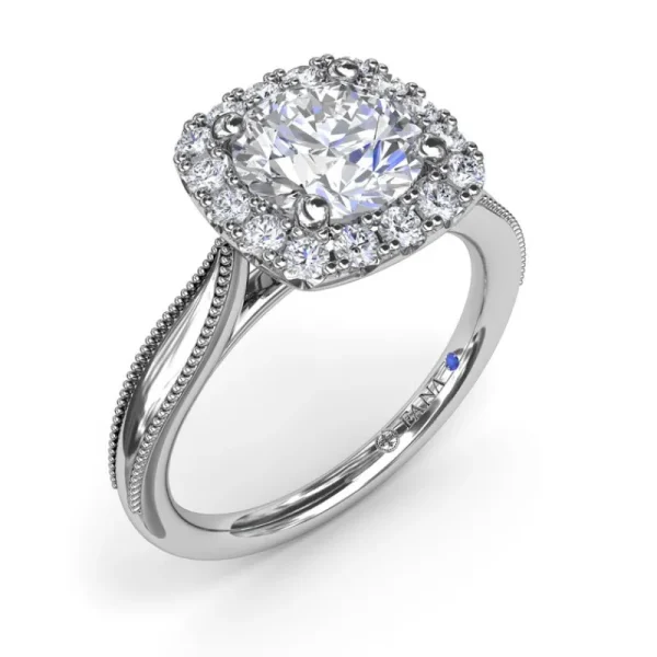 Outlet Fana Cushion Halo Diamond Engagement Ring